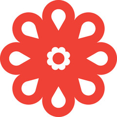 Abstract Floral Icon, Red Geometric Design