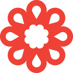 Abstract Floral Icon, Red Geometric Design