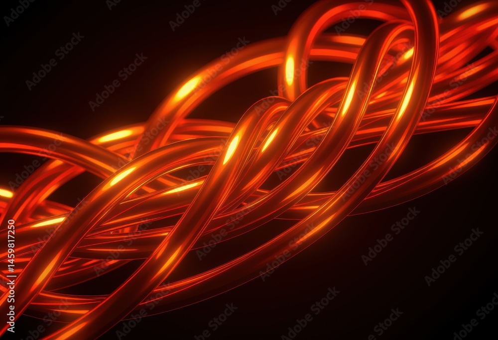 Poster abstract glowing orange strands intertwined in a dynamic pattern
