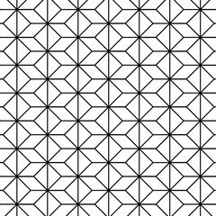 Hexagon grid line, modern triangle repeats background Geometry seamless pattern. Vector graphic line illustration. Black and white abstract for package, vacation design, fabric and textile.