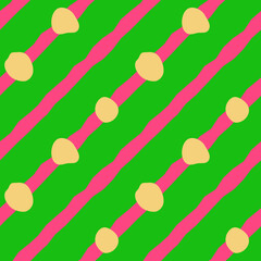 Seamless Colorful Abstract Pattern with Stripes and Dots