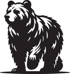 Bear Silhouette Vector Illustration, Bear icon, Bear silhouette