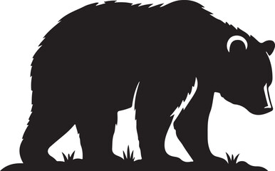Bear Silhouette Vector Illustration, Bear icon, Bear silhouette