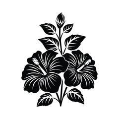 Monochrome Elegance: Vintage Hibiscus Botanical Illustration