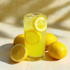 Pure lemon extract-infused lemonade served in a clear glass