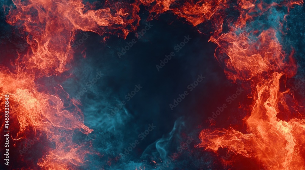 Poster fire frame border background for banner with copy space.