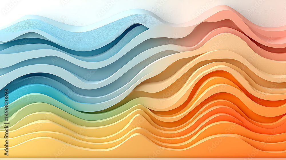 Poster Abstract Colorful Wave Pattern with Soft Shading