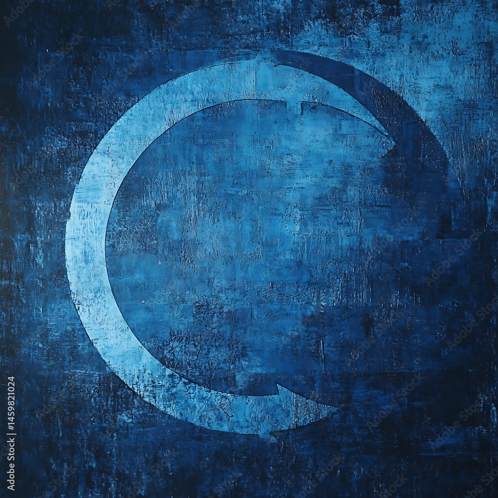Poster abstract blue circular arrow on textured background - modern art design element for graphic projects