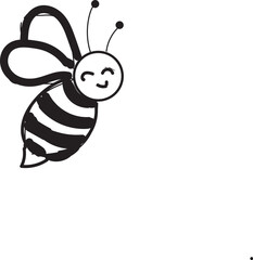 black color bee silhouette icon. Bee icons.