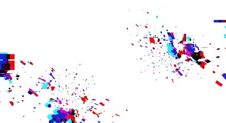 Glitch-style distortion with pixel fragments