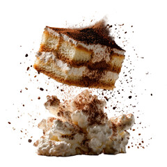 Professional Food Photo Of Tiramisu Slice  isolated on a transparent background
