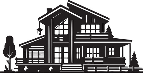 Fototapeta premium A house with garden icon silhouette on white background