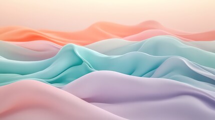 Obraz premium A floating pastel gradient with smooth waves of coral