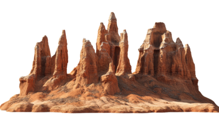 Dramatic Isolated Red Rock Formation Against a Pure White Sky Backdrop