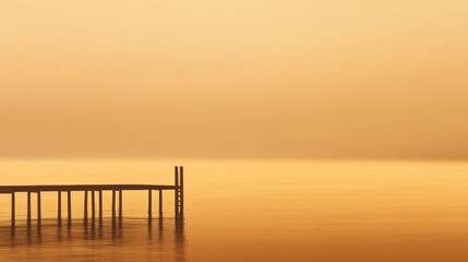 Obraz premium Golden Hour Serenity: A Solitary Dock at Dawn