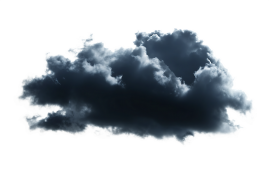 dark storm cloud isolated on white background. PNG