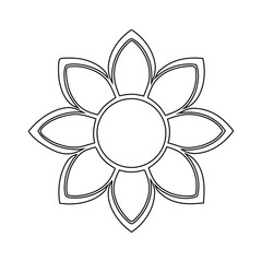 Flower Outline Vector Illustration on White Background