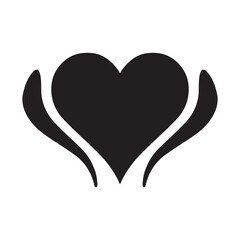 Abstract Black Heart with Wings Symbol—Minimalist Love Logo Design