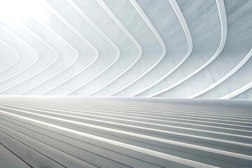 Obraz premium Futuristic minimalist interior with curved architectural design