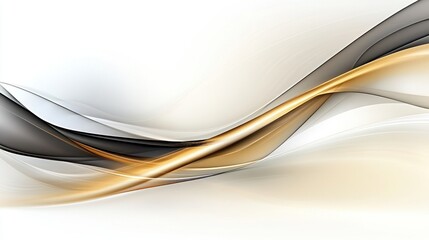 Abstract Gold, Black and White Waves Design: Elegant Background