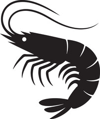 shrimp silhouette vector art illustration white background