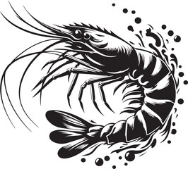 shrimp silhouette vector art illustration white background