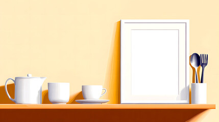 Flat Vector of Minimalist White Frame on Wall