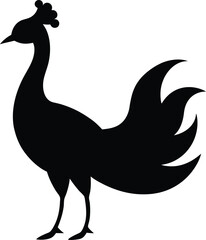 Stylized silhouette of peacock with open tail