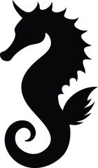 seahorse silhouette vector icon flat illustration logo clipart
