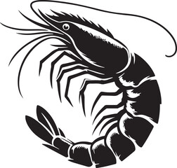 shrimp silhouette vector art illustration white background