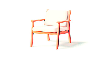 Flat Vector of Simple Wooden Chair with Neutral Wall