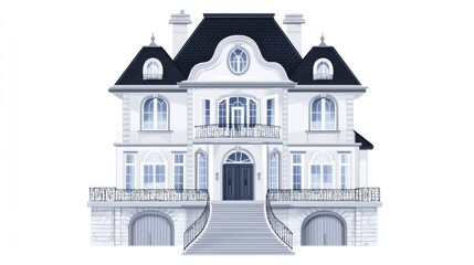 Grand French-Style Mansion: Architectural Elegance