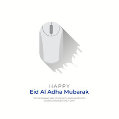 Eid Adha Mubarak Greeting Islamic Illustration Background Vector Design With Arabic calligraphy, door, and Goat for Card, wallpaper, banner, cover.