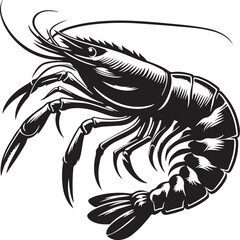 shrimp silhouette vector art illustration white background