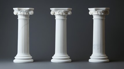 Obraz premium Old, white columns like those from ancient Roman or Greek buildings. They look like real marble. 