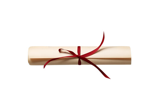 Rolled parchment tied with red ribbon, symbolizing academic or professional accomplishment in a minimalistic style.
