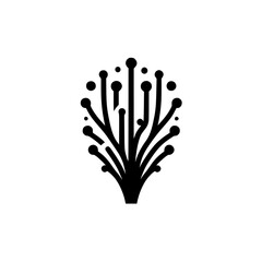 Abstract Tree Icon: Minimalist Black Silhouette on White