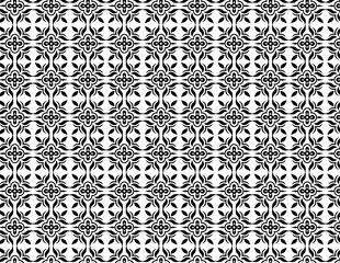 Seamless Black and White Floral Pattern with Mixed Blooming Flowers