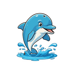 Cute Whale Swimming Cartoon Vector Icon Illustration Animal Nature Icon Isolated Flat Vector