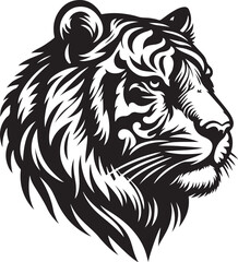 Vector tiger head, face for retro logos, emblems, badges, labels template and t-shirt vintage design element. Isolated on white background