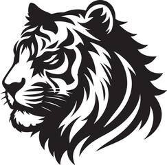 Vector tiger head, face for retro logos, emblems, badges, labels template and t-shirt vintage design element. Isolated on white background