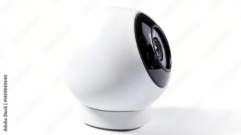 Poster a white camera placed on a table with a flat surface