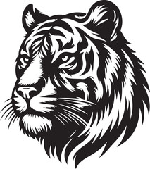 Vector tiger head, face for retro logos, emblems, badges, labels template and t-shirt vintage design element. Isolated on white background