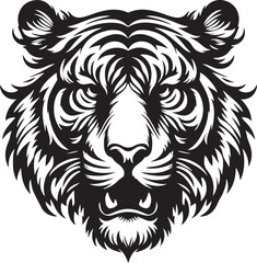 Vector tiger head, face for retro logos, emblems, badges, labels template and t-shirt vintage design element. Isolated on white background