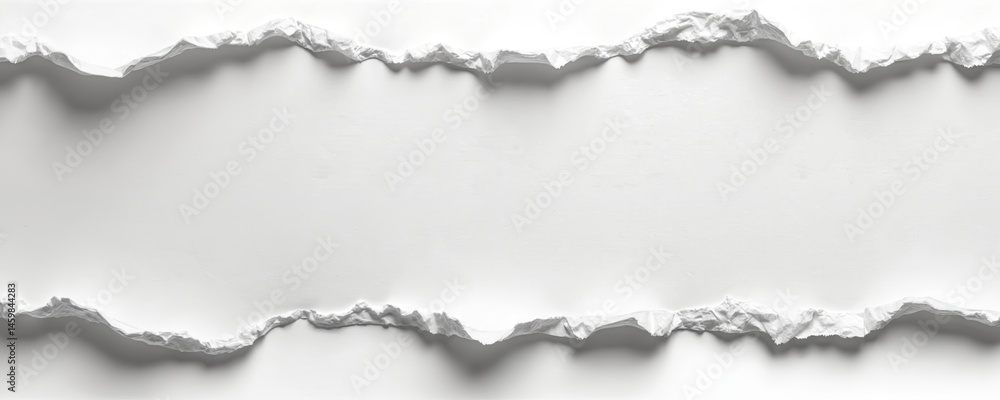 Poster white ripped paper with torn edges isolated on white background. blank space for message. abstract d