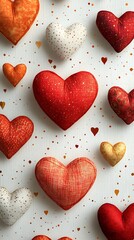 Fototapeta premium Soft fabric heart pattern high resolution wallpaper