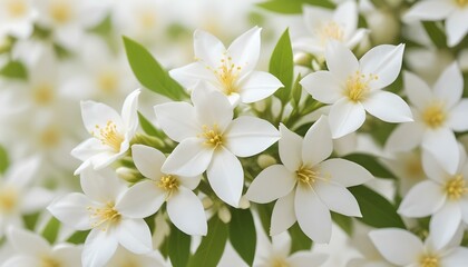 Obraz premium A captivating view of stunning white flowers with yellow centers, in full bloom.