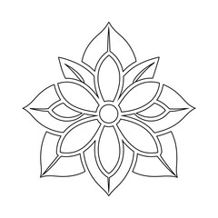 Outline Vector Flower Graphic Minimalist Style on White