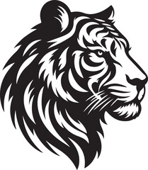 Vector tiger head, face for retro logos, emblems, badges, labels template and t-shirt vintage design element. Isolated on white background