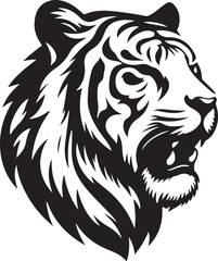 Vector tiger head, face for retro logos, emblems, badges, labels template and t-shirt vintage design element. Isolated on white background